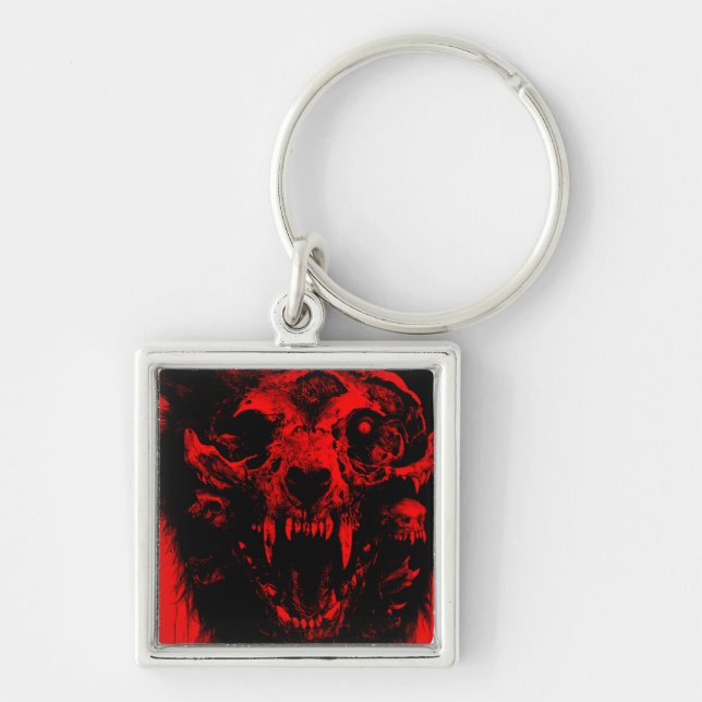 DEAD FLESH AMALGAMAMATION | Premium Keychain Fyrkantig Silverfärgad Nyckelring (Framsidan)