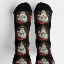 DEAD HEAD SANTA SKULL, CHRISTMAS SKELETON HUMOR