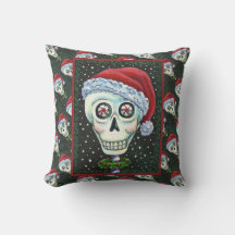 DEAD HEAD SANTA SKULL, CHRISTMAS SKELETON HUMOR