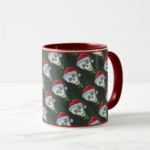 DEAD HEAD SANTA SKULL, CHRISTMAS SKELETON HUMOR MUGG