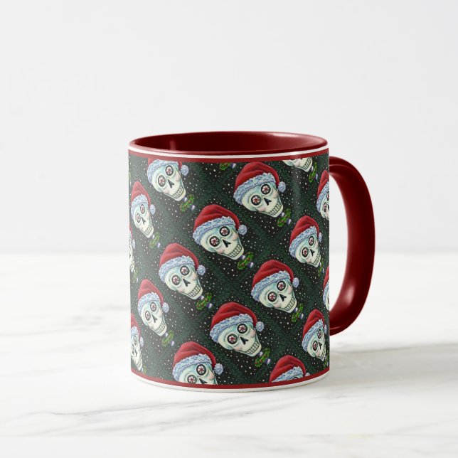 DEAD HEAD SANTA SKULL, CHRISTMAS SKELETON HUMOR MUGG (Framsida höger)