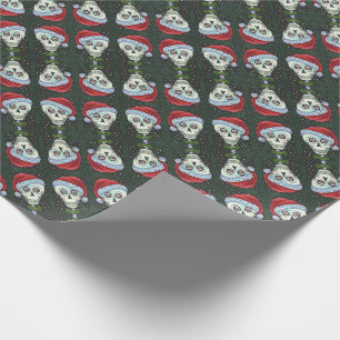 DEAD HEAD SANTA SKULL, CHRISTMAS SKELETON HUMOR PRESENTPAPPER