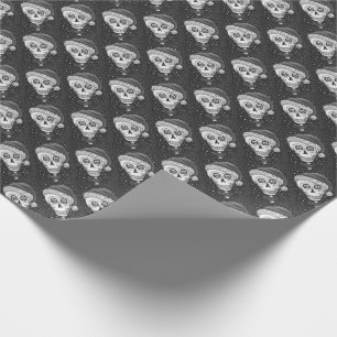 DEAD HEAD SANTA SKULL, CHRISTMAS SKELETON HUMOR PRESENTPAPPER