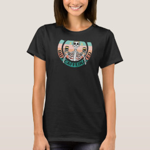 Dead Inside but Caffezed Roligt Skelton Coffee Mem T Shirt