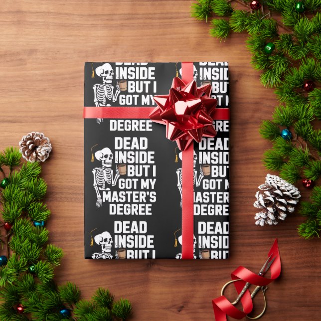 Dead Inside But I Got My Masters Degree Skeleton Presentpapper (Julgåva)