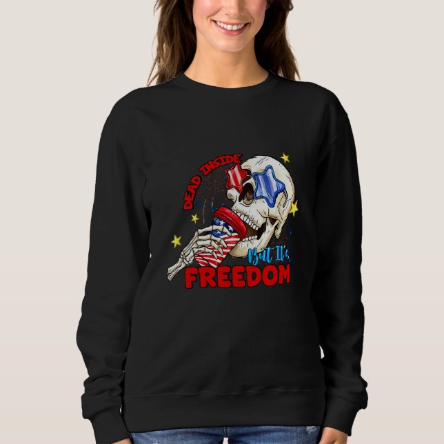 Dead Inside but it s freedom American Skull Indepe T Shirt (Framsida)
