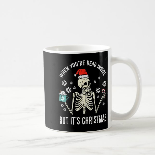 Dead Inside But Its Christmas Skeleton Coffee Xmas Kaffemugg (Höger)