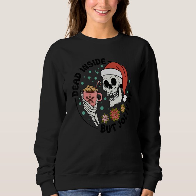 Dead Inside But Jolly AF, Funny Groovy Christmas S T Shirt (Framsida)