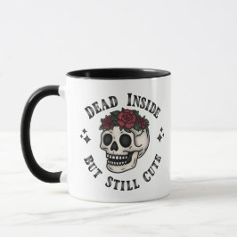 Dead Inside, but still Cute Skull Blommigt Goth Mu Mugg