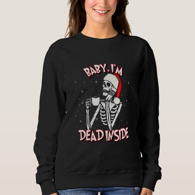 Dead Inside Christmas Holiday Skeleton T Shirt (Framsida)
