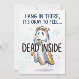 Dead Inside Ghost with Coffee Julkort