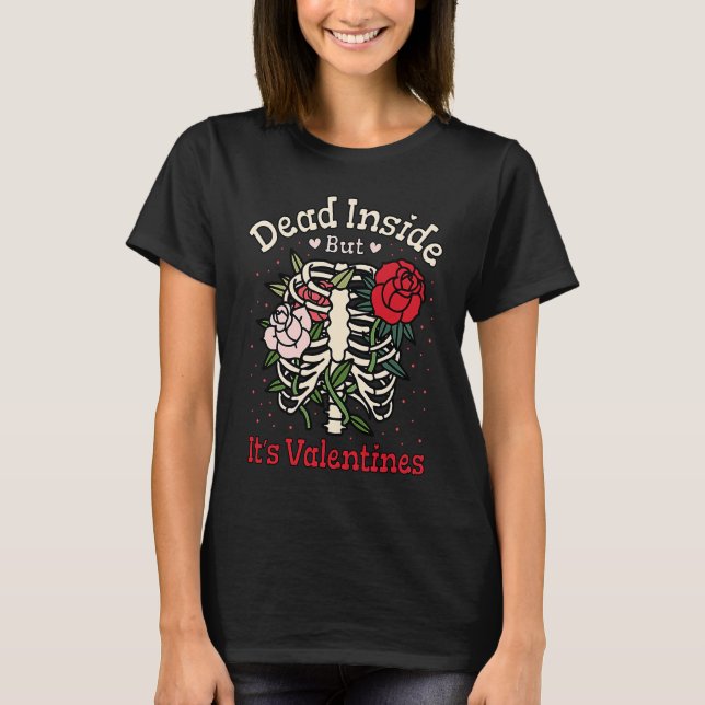 Dead Inside, men det är Valentine Skeleton Heart V T Shirt (Framsida)
