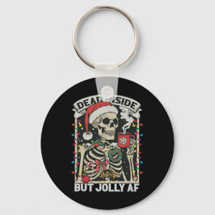 Dead Inside Men Jolly Af Funny Skeleton Ljus Chr Nyckelring