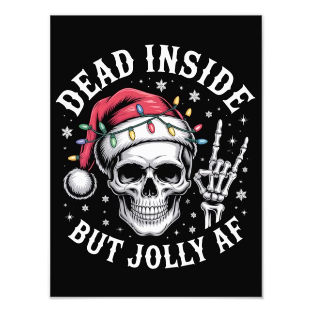 Dead Inside men Jolly AF-julen Skeleton Spirit Fototryck (Framsidan)