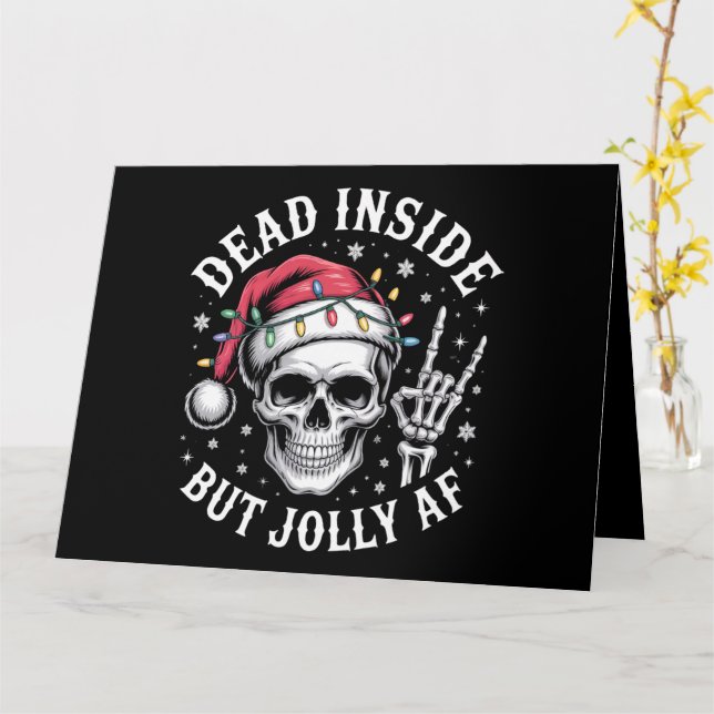 Dead Inside men Jolly AF-julen Skeleton Spirit Kort (Gul blomma)