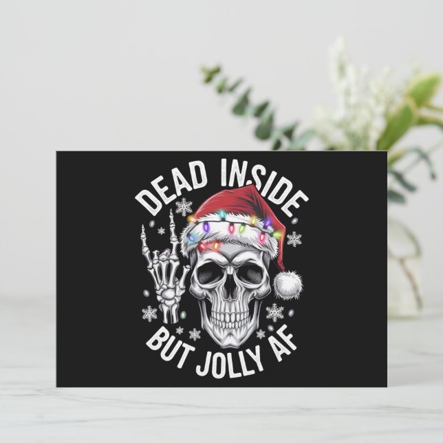 Dead Inside men Jolly AF julgåva Skeleton Julkort (Stående Fram)