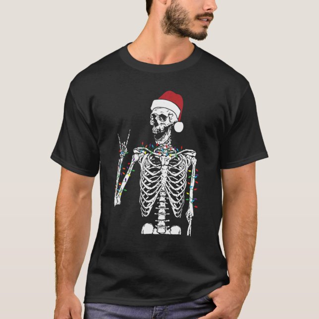 Dead-Inside men Jolly AF Skeleton-julfonen T Shirt (Framsida)