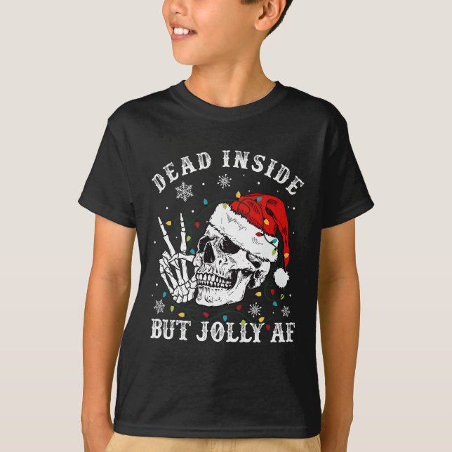 Dead Inside men Jolly AF Skeleton juljul T Shirt (Framsida)