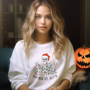 Dead Inside, men Jolly AF Skeleton Santa roligt T Shirt