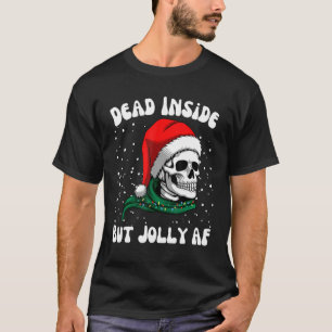 Dead Inside men Jolly AF Skull Santa Light Skeleto T Shirt