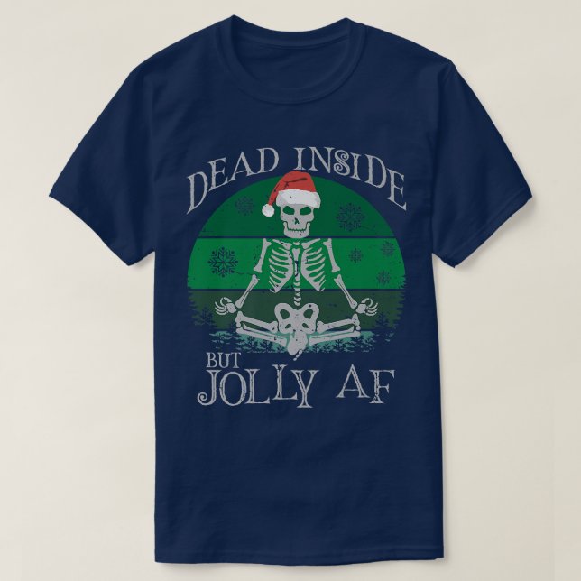 Dead Inside men Jolly Sf Distress Skeleton Retro T Shirt (Design framsida)