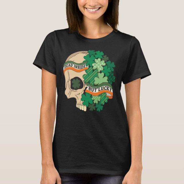 Dead Inside men Lucky Skull Patrick's Day Costume T Shirt (Framsida)