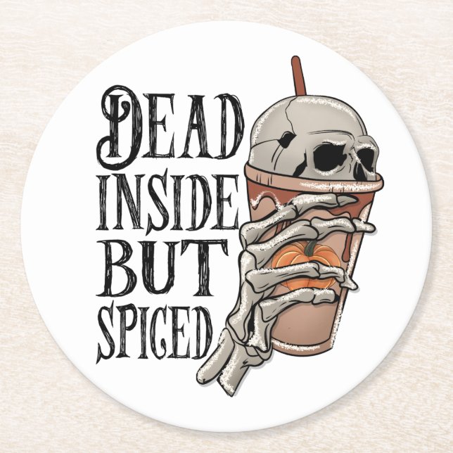 Dead Inside, men märkt Halloween Skeleton Underlägg Papper Rund (Framsidan)