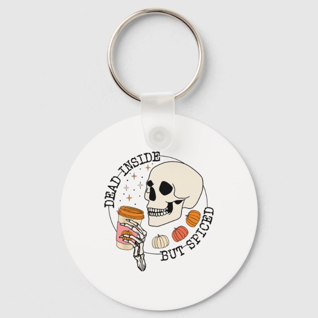 Dead Inside men Spjutet Skull Drick Pumpkin Thanks Nyckelring (Framsida)