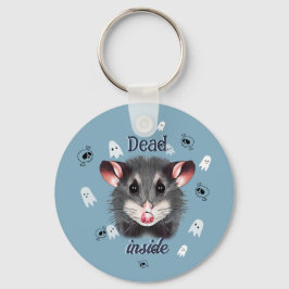Dead Inside Opossum Keychain Spooky Ghost & Skull Nyckelring