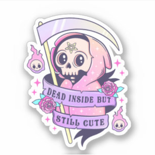 Dead Inside Pastel Goth Grim Reaper Klistermärken
