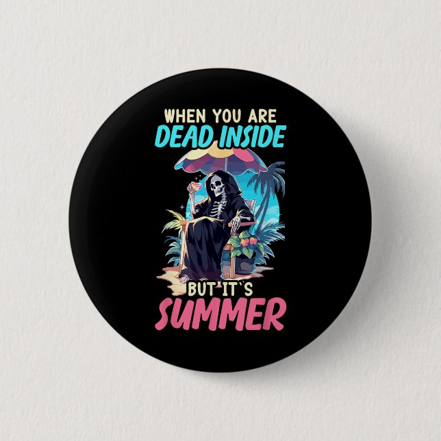 Dead Inside Sarkastic Gothic Skeleton Halloween Knapp (Framsida)