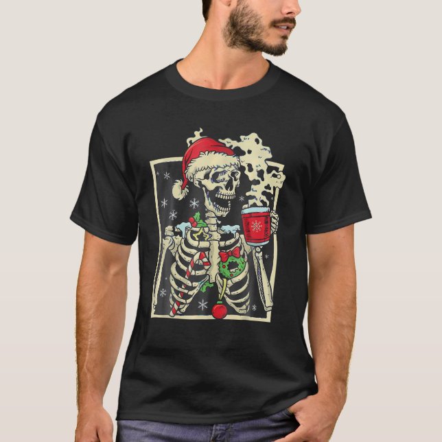 Dead Inside Skeleton Julafton Skull Sarcastic Chri T Shirt (Framsida)