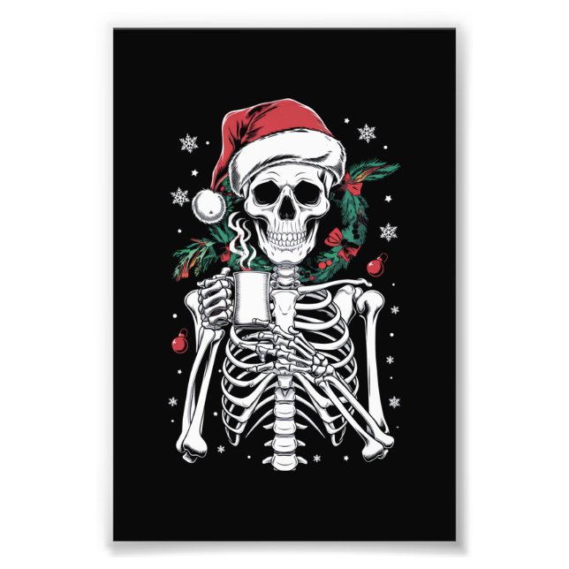 Dead Inside Skeleton julkaffe Älskare Gift Fototryck (Framsidan)