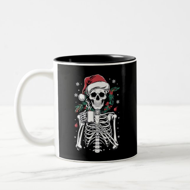 Dead Inside Skeleton julkaffe Älskare Gift Två-Tonad Mugg (Vänster)