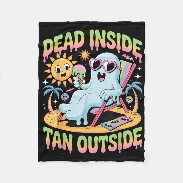 Dead Inside Tan Exside Funny Ghost Summerween _1 Fleecefilt (Framsidan)