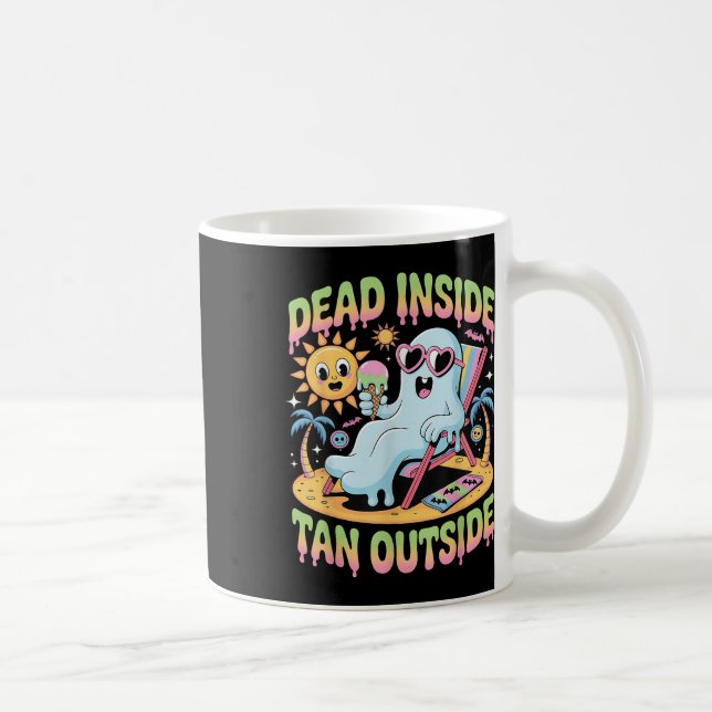 Dead Inside Tan Exside Funny Ghost Summerween _1 Kaffemugg (Höger)