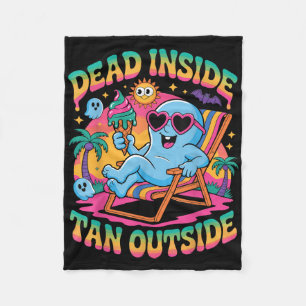 Dead Inside Tan Exside Funny Ghost Summerween Fleecefilt