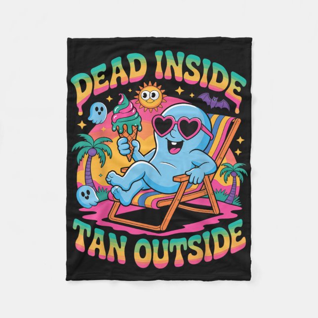 Dead Inside Tan Exside Funny Ghost Summerween Fleecefilt (Framsidan)