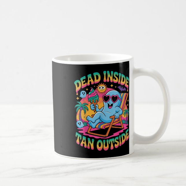 Dead Inside Tan Exside Funny Ghost Summerween Kaffemugg (Höger)