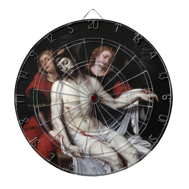 Dead Kristus som stöds av två Änglar (Ribalta) Darttavla (Framsidan)