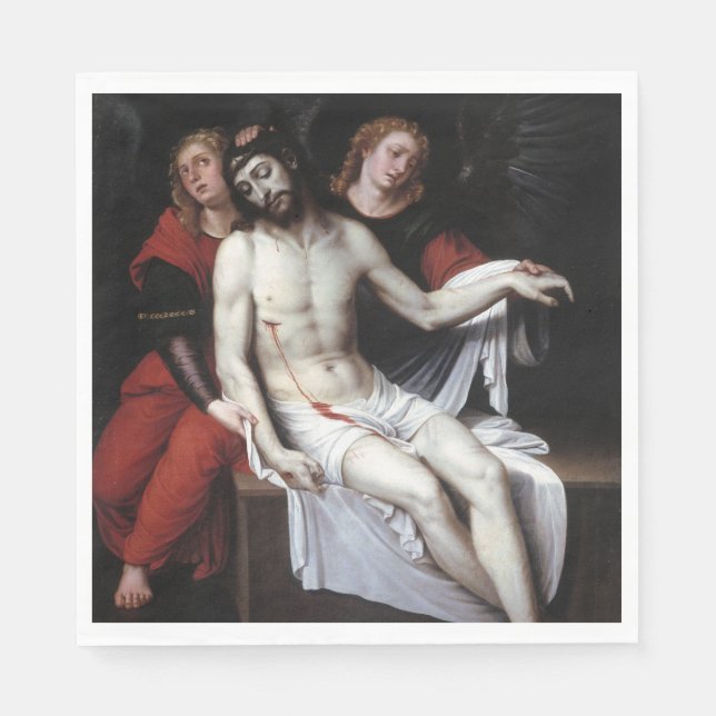 Dead Kristus som stöds av två Änglar (Ribalta) Pappersservett (Framsidan)