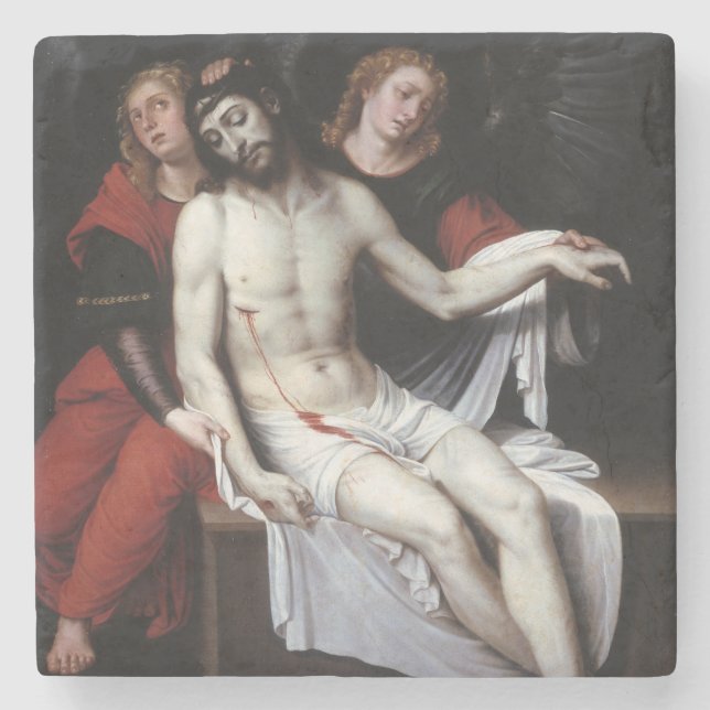 Dead Kristus som stöds av två Änglar (Ribalta) Stenunderlägg (Framsidan)