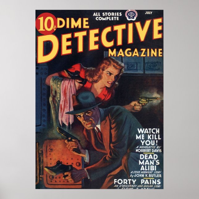 Dead Man39;s Alibi Dime detektiv Magazine Poster (Framsidan)