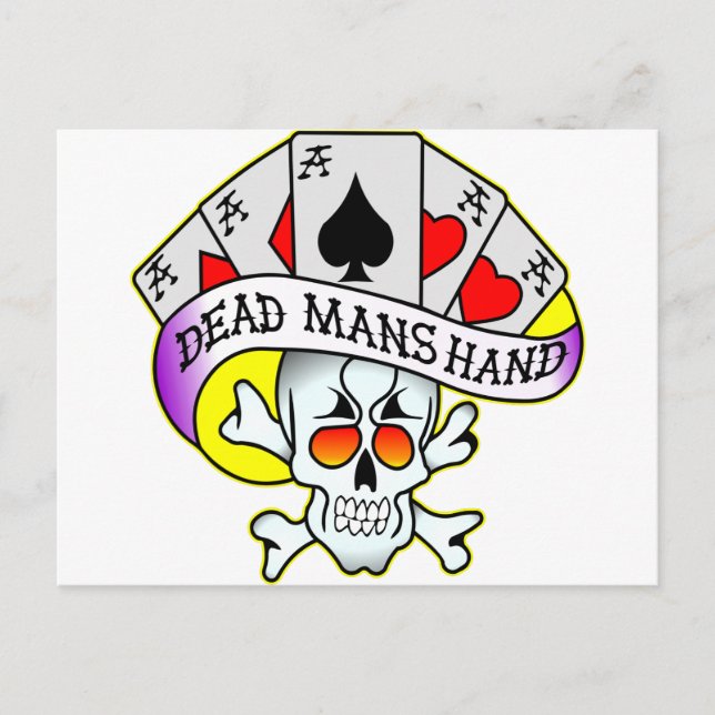 Dead Mans Hand Old school Tattoo Vykort (Framsida)