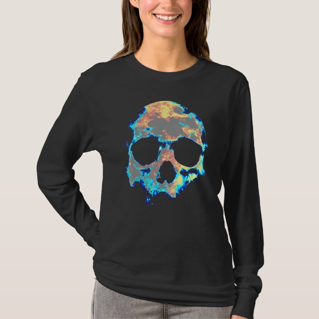 Dead Mans Skull Död Skeleton Head Bones Coola Sku T Shirt (Framsida)