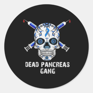 Dead Pancreas Gang Skull Diabetes Awareness Runt Klistermärke