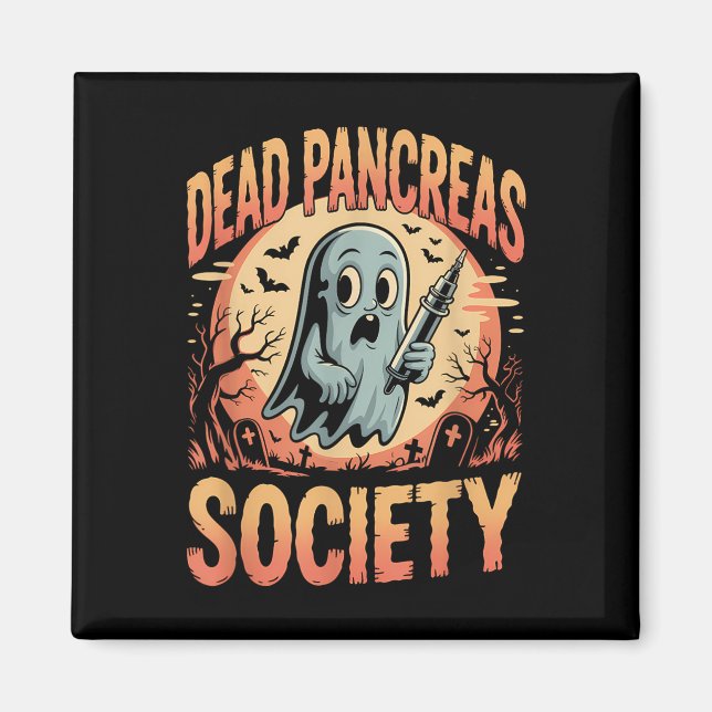 Dead Pancreas Society Funny Ghost Syringe Diabetes Magnet (Framsidan)