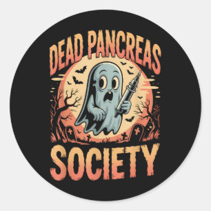 Dead Pancreas Society Funny Ghost Syringe Diabetes Runt Klistermärke