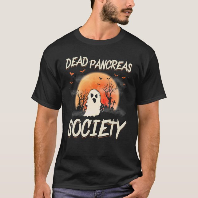 Dead Pancreas Society Ghost Diabetes Awareness Hal T Shirt (Framsida)
