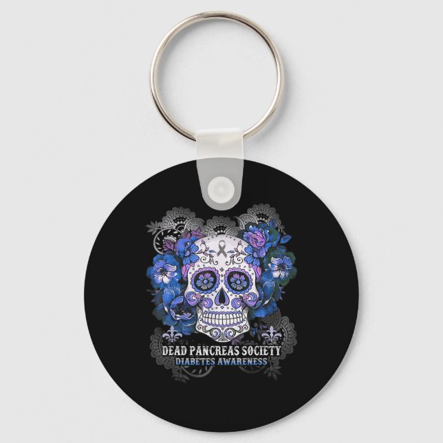 Dead Pancreas Society Sugar Skull-diabetesmedvetan Nyckelring (Framsida)